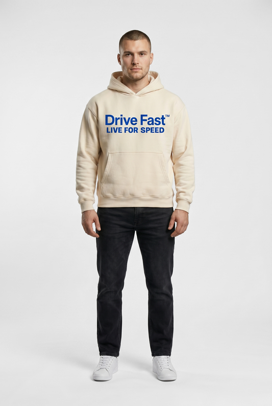 Drive Fast Logo Hoodie Creme