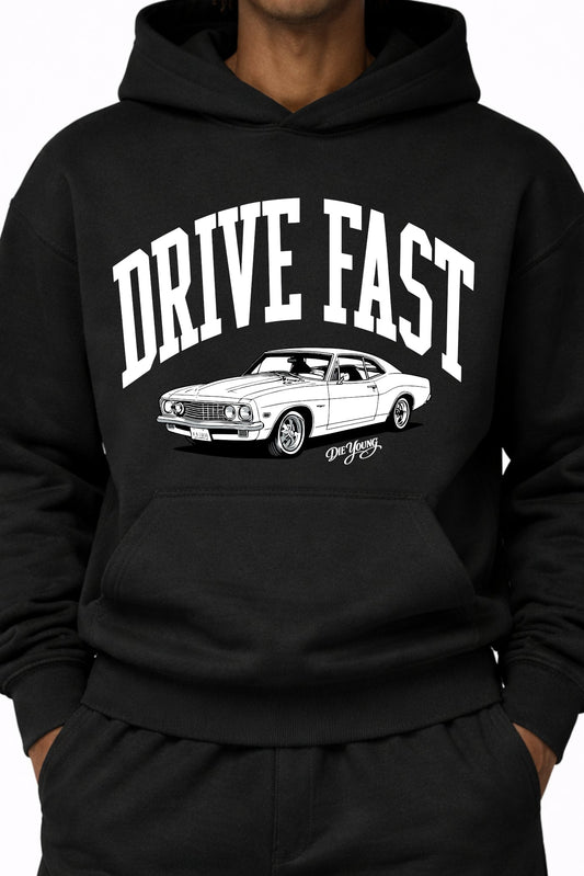 Drive Fast Car Hoodie Black