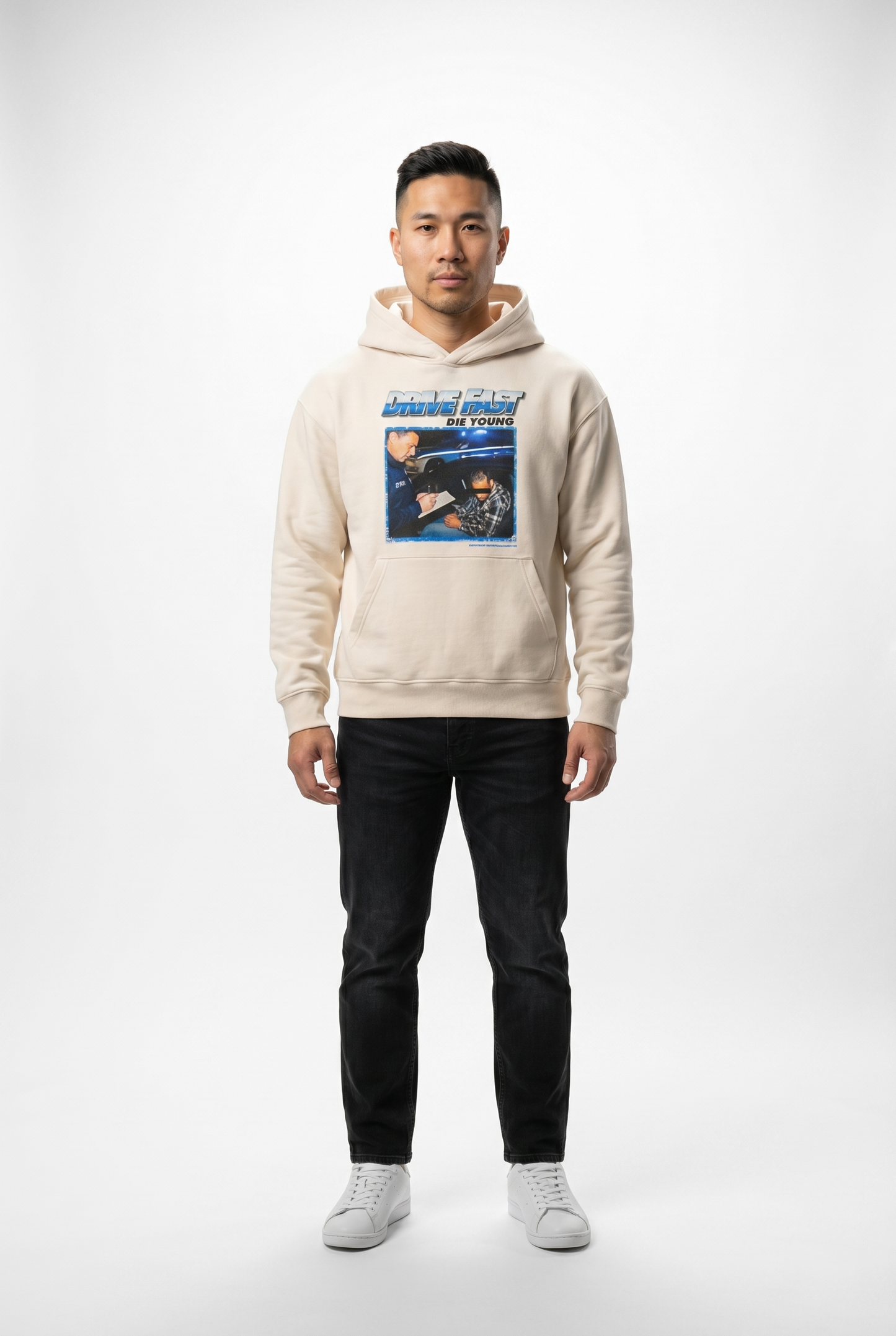 Drive Fast Polizei Hoodie Creme