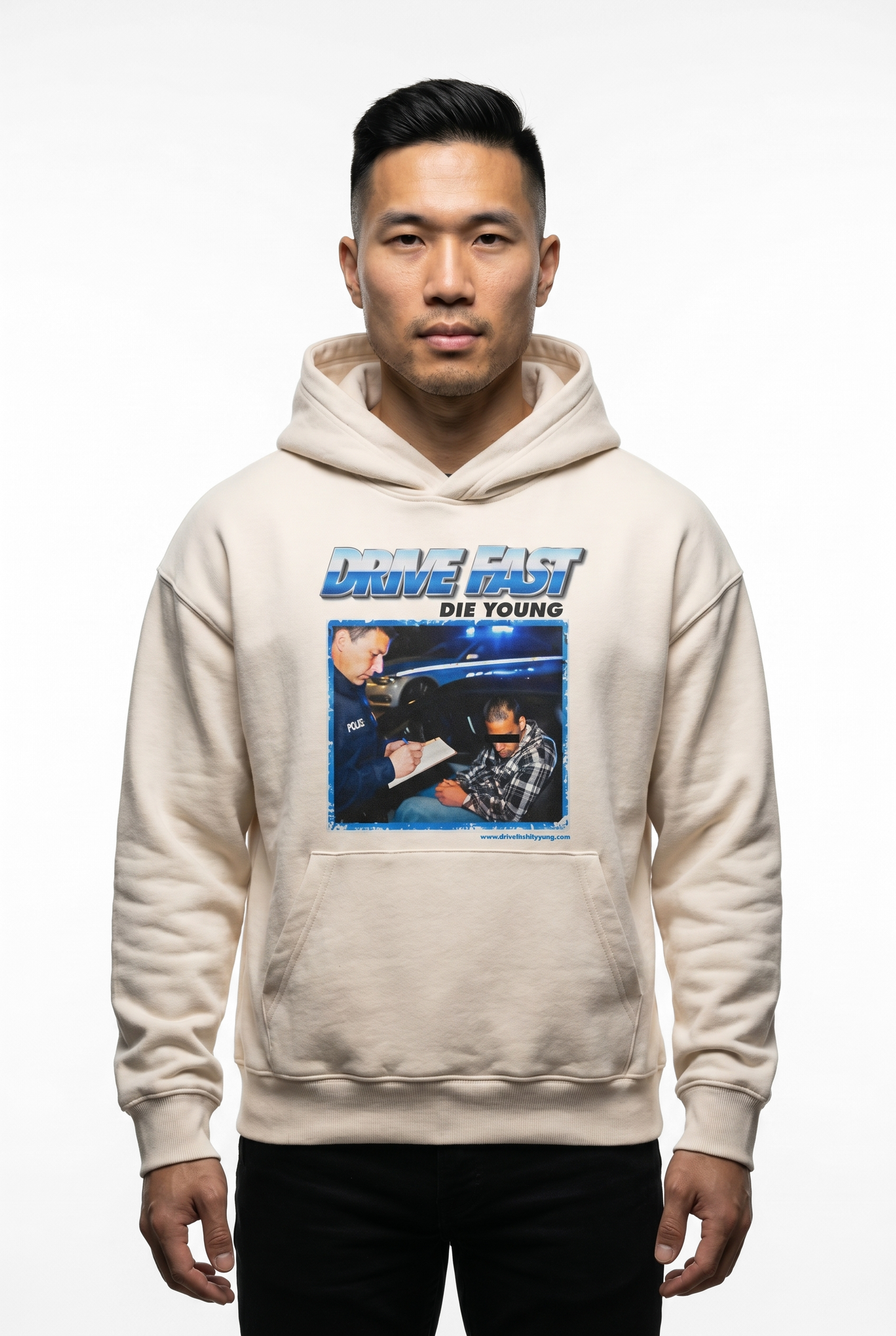 Drive Fast Polizei Hoodie Creme