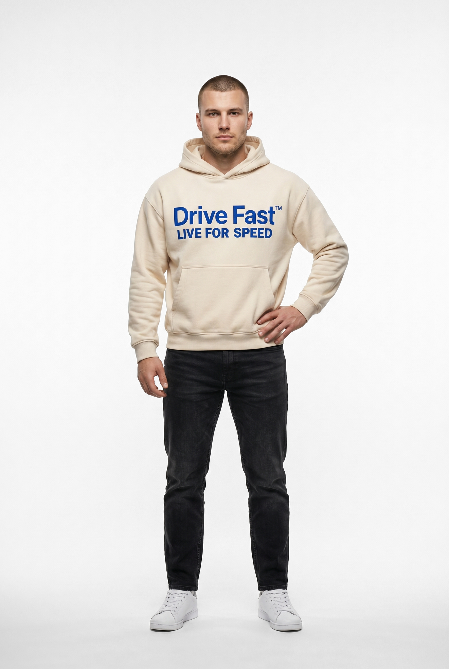 Drive Fast Logo Hoodie Creme