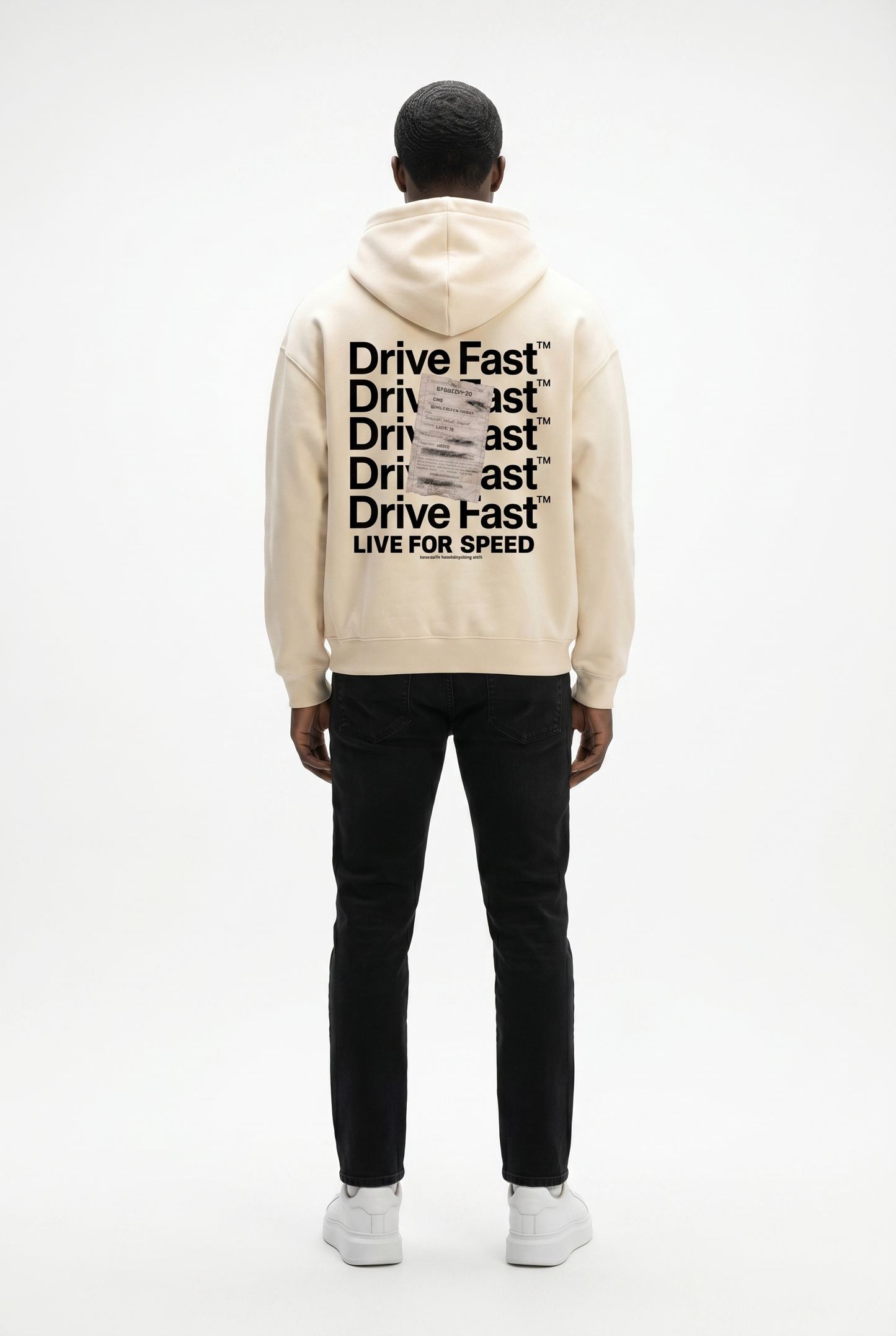 Drive Fast Strafzettel Hoodie Creme