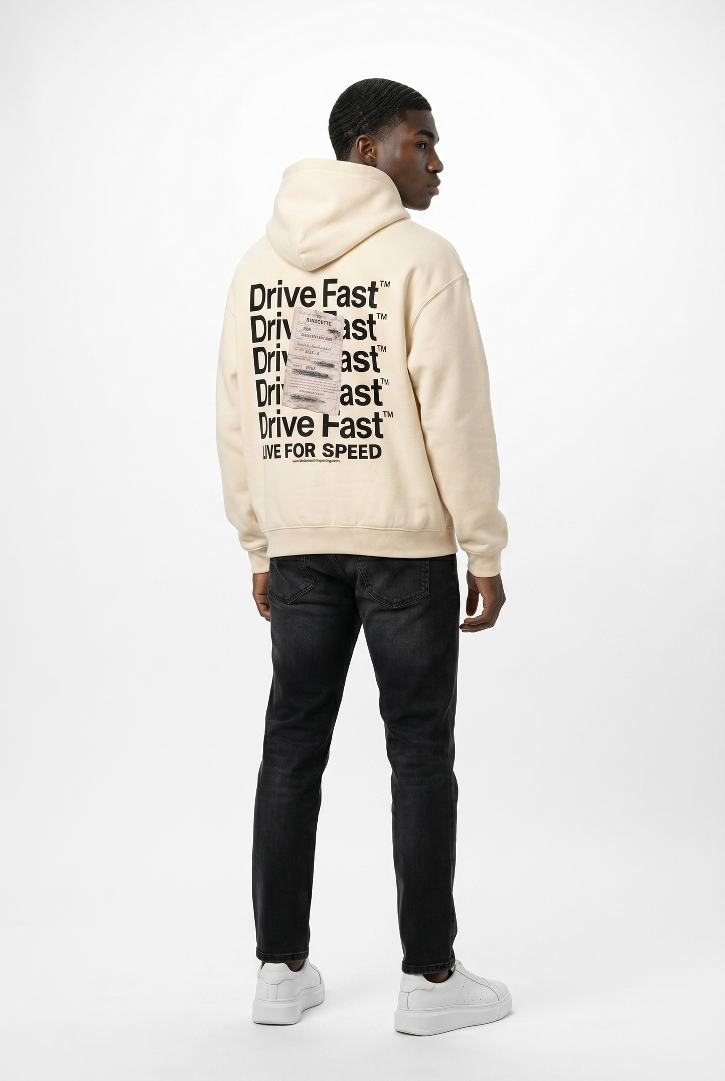 Drive Fast Strafzettel Hoodie Creme