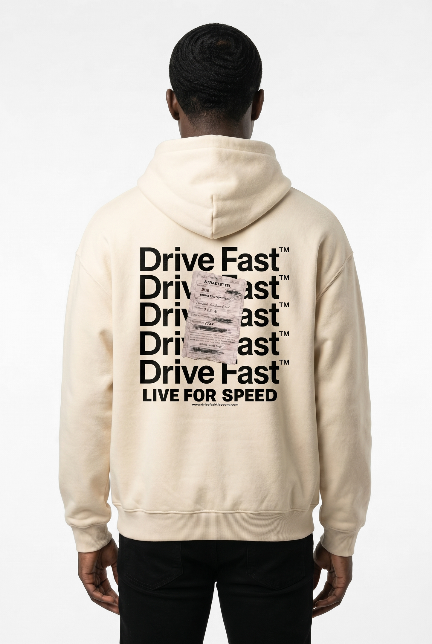 Drive Fast Strafzettel Hoodie Creme