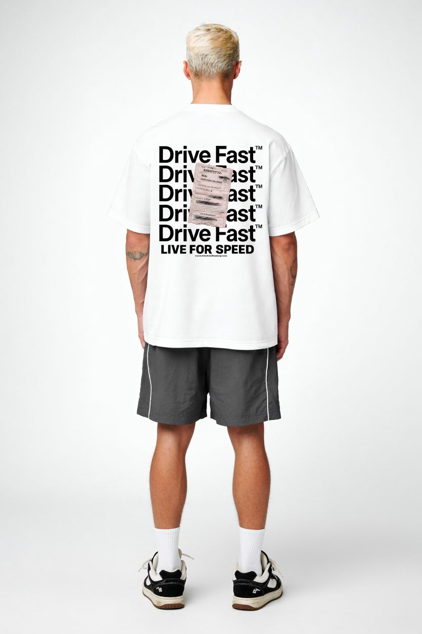 Drive Fast Strafzettel Tee White