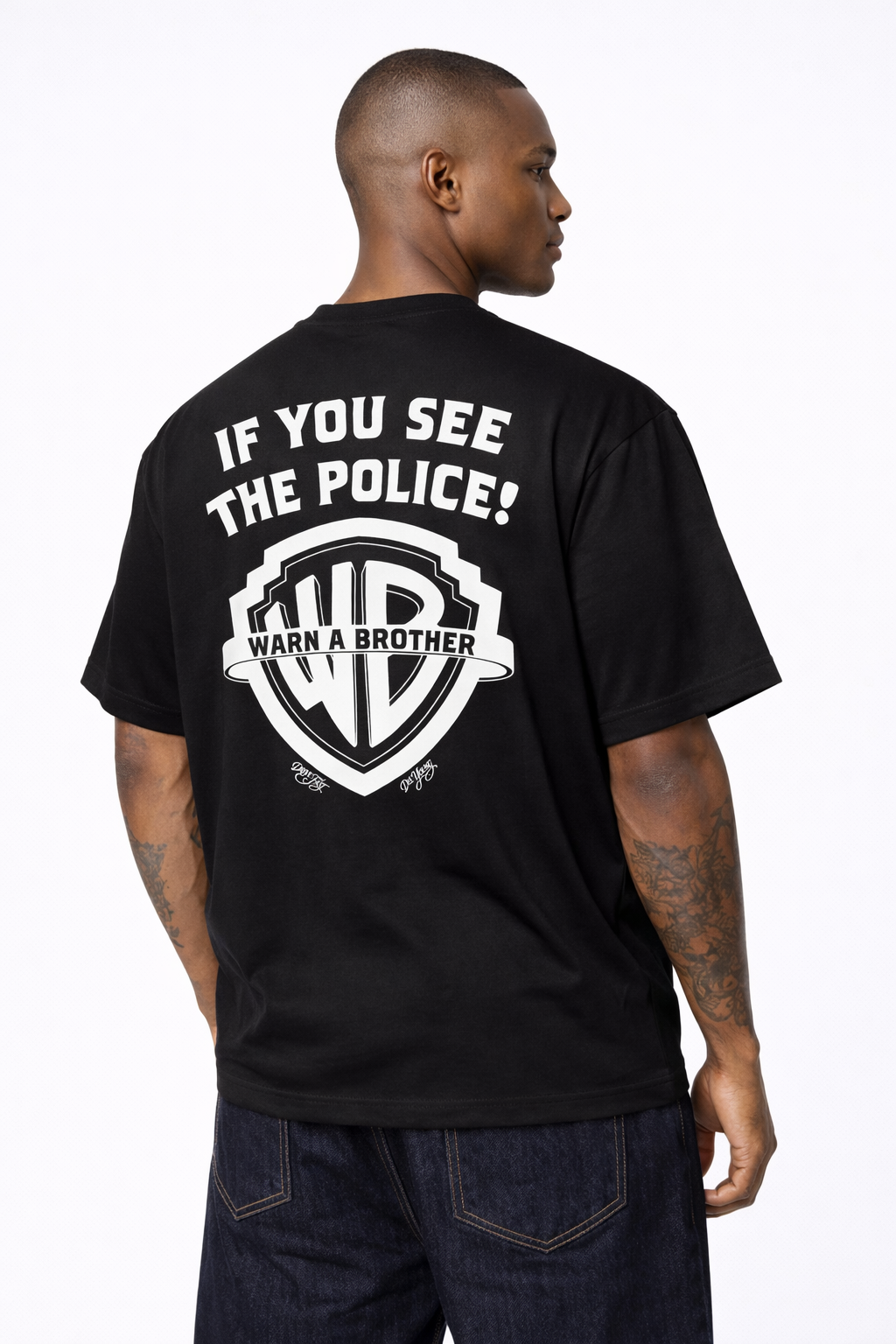 Drive Fast Warn A Brother Tee Black