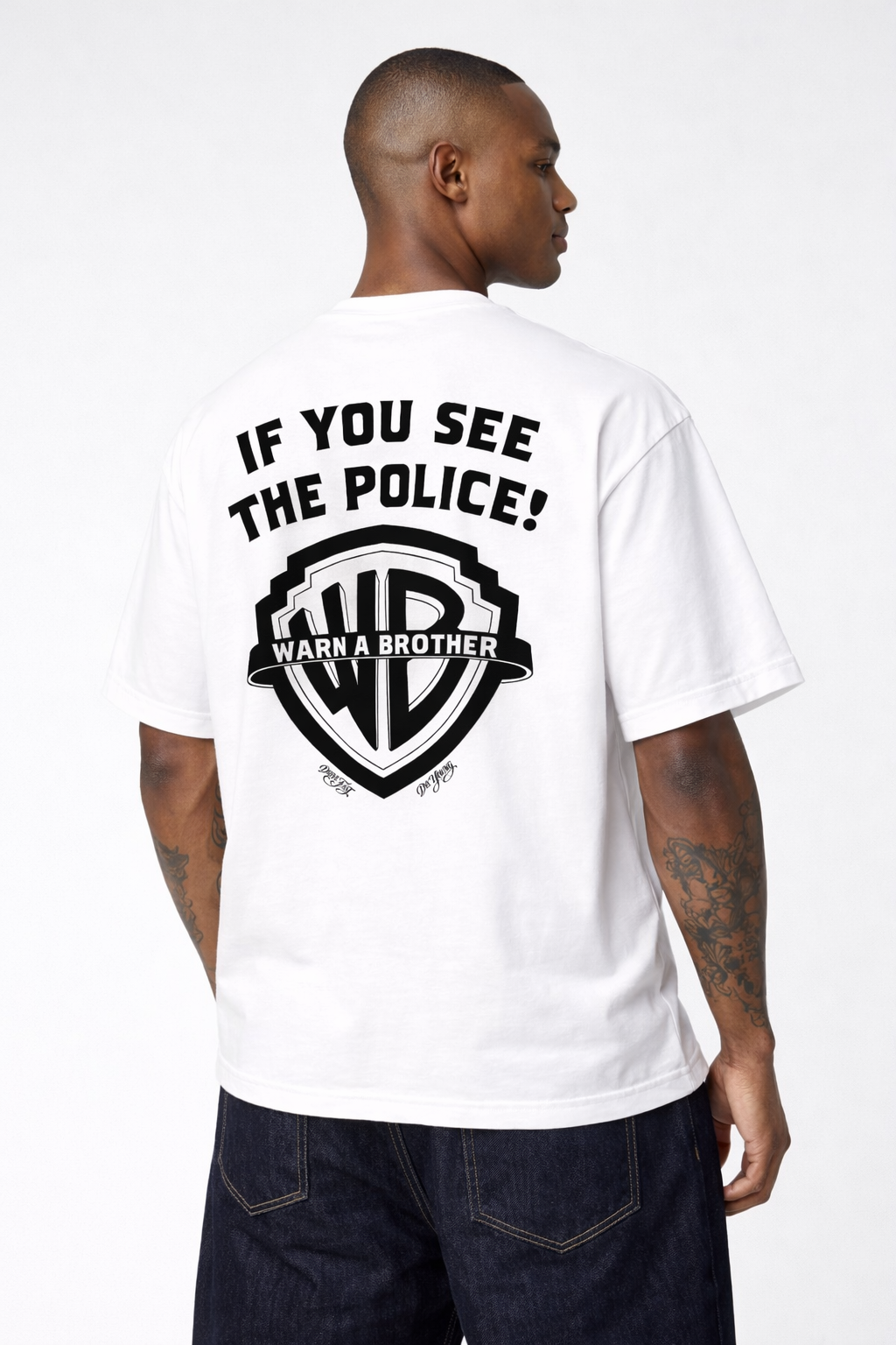 Drive Fast Warn A Brother Tee White