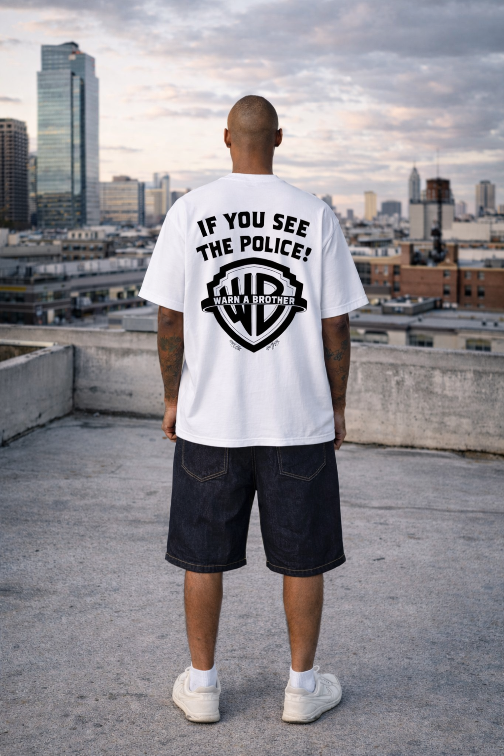 Drive Fast Warn A Brother Tee White