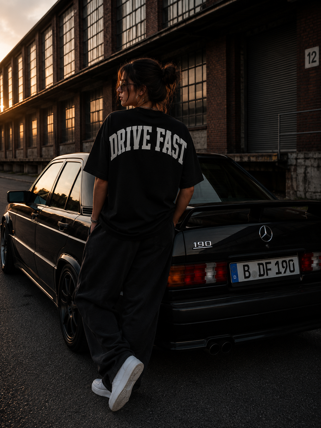 Drive Fast Back Tee Black