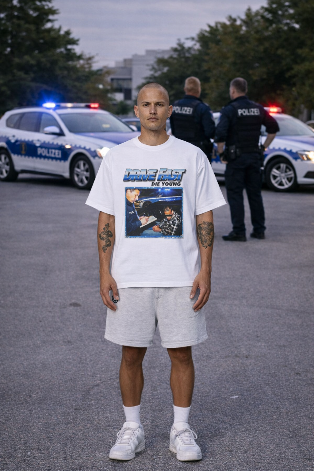 Drive Fast Polizei Tee White