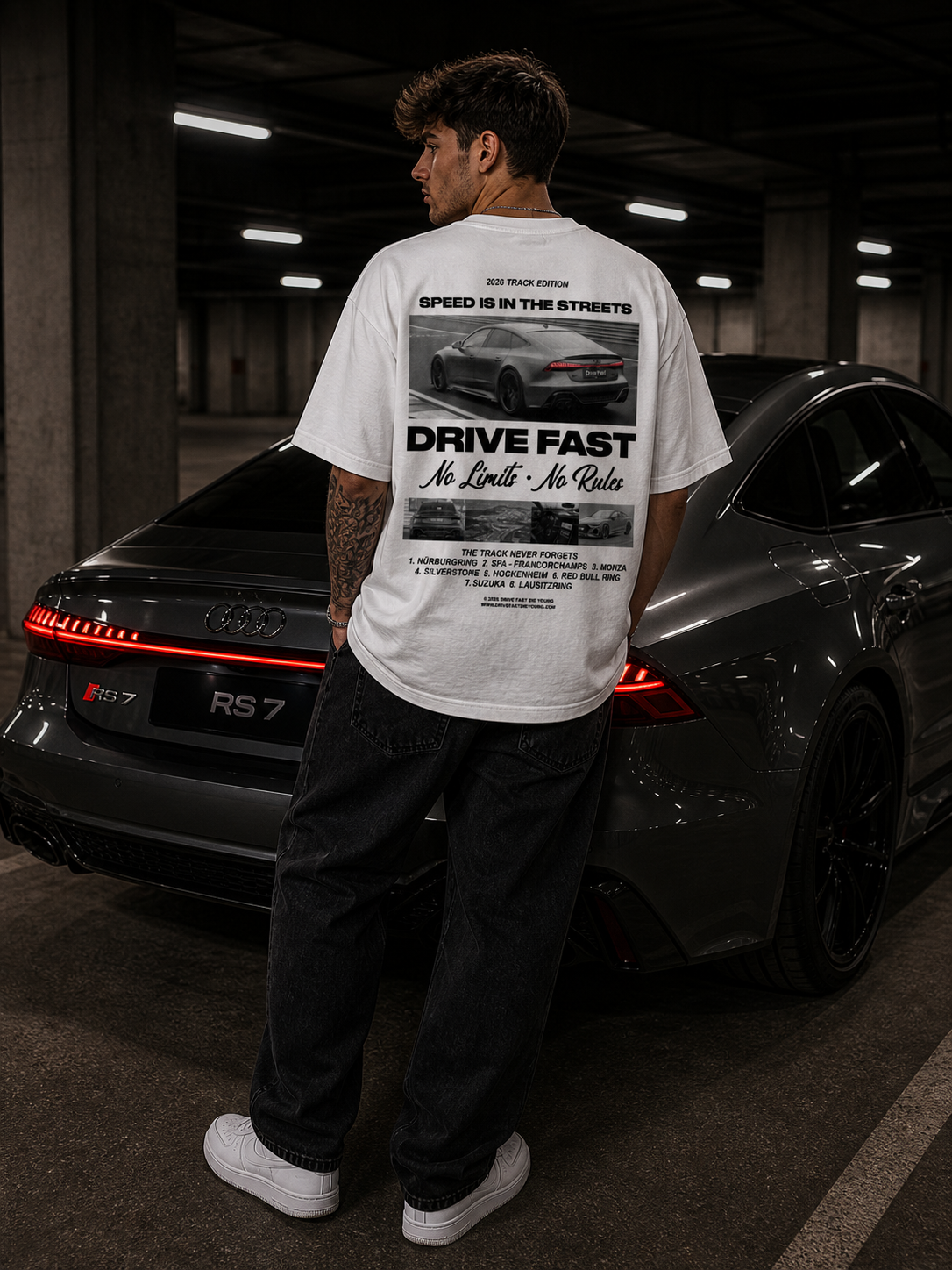 Drive Fast Track Edition Tee White