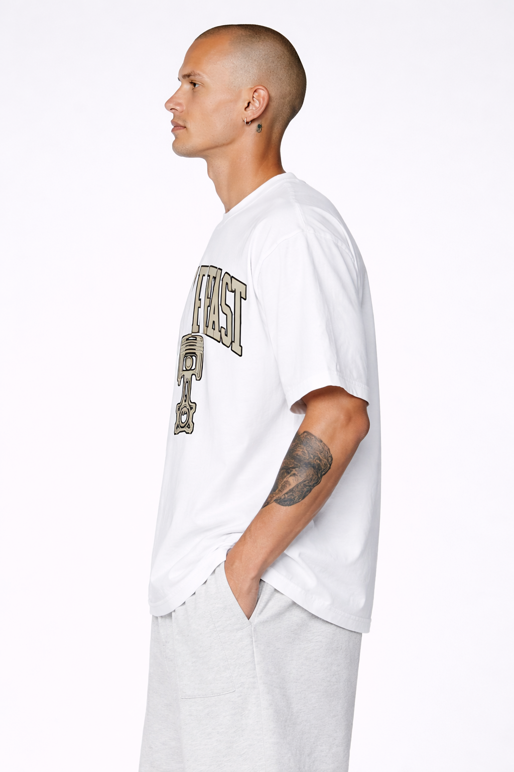 Drive Fast Piston Tee White