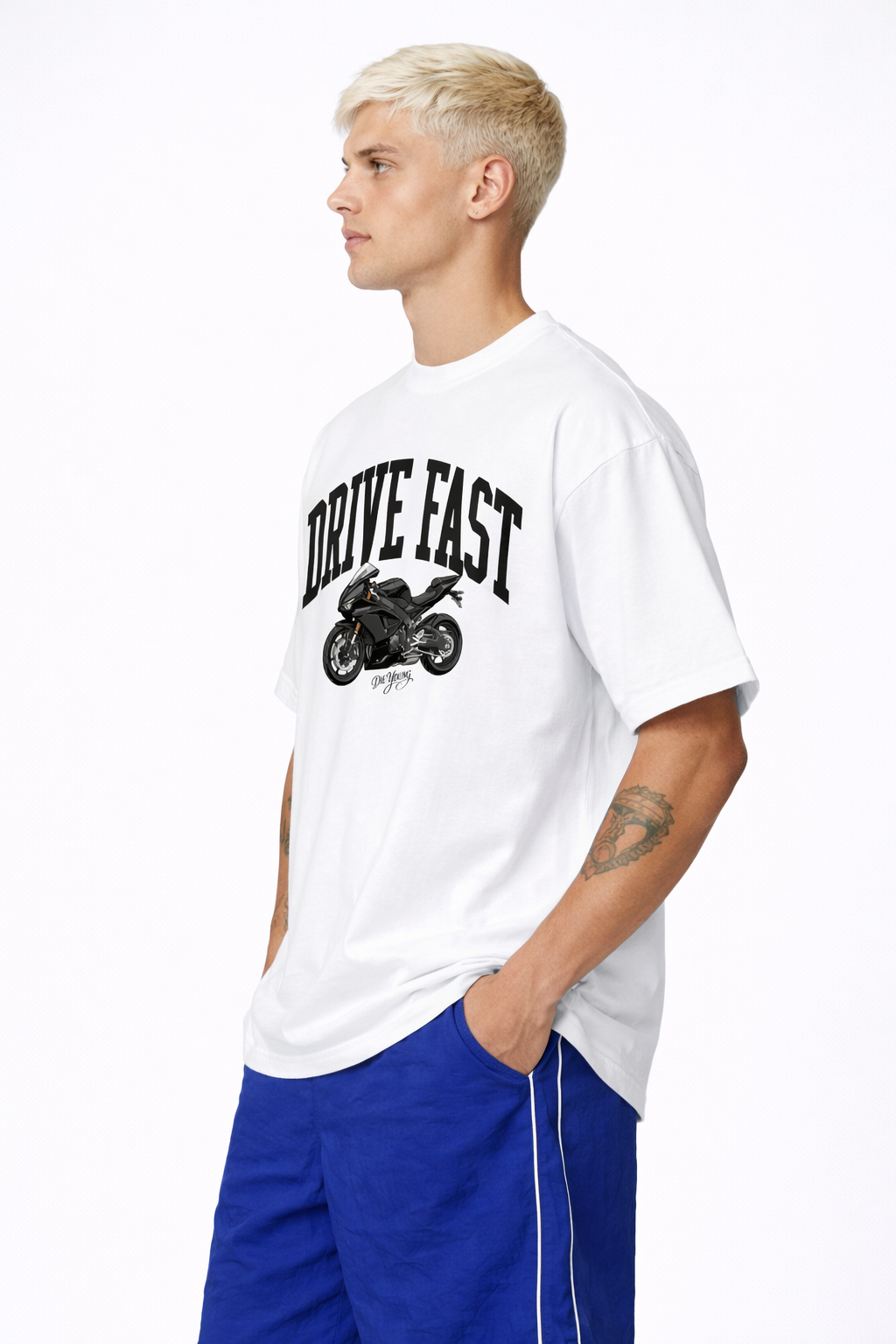 Drive Fast Moto Tee White
