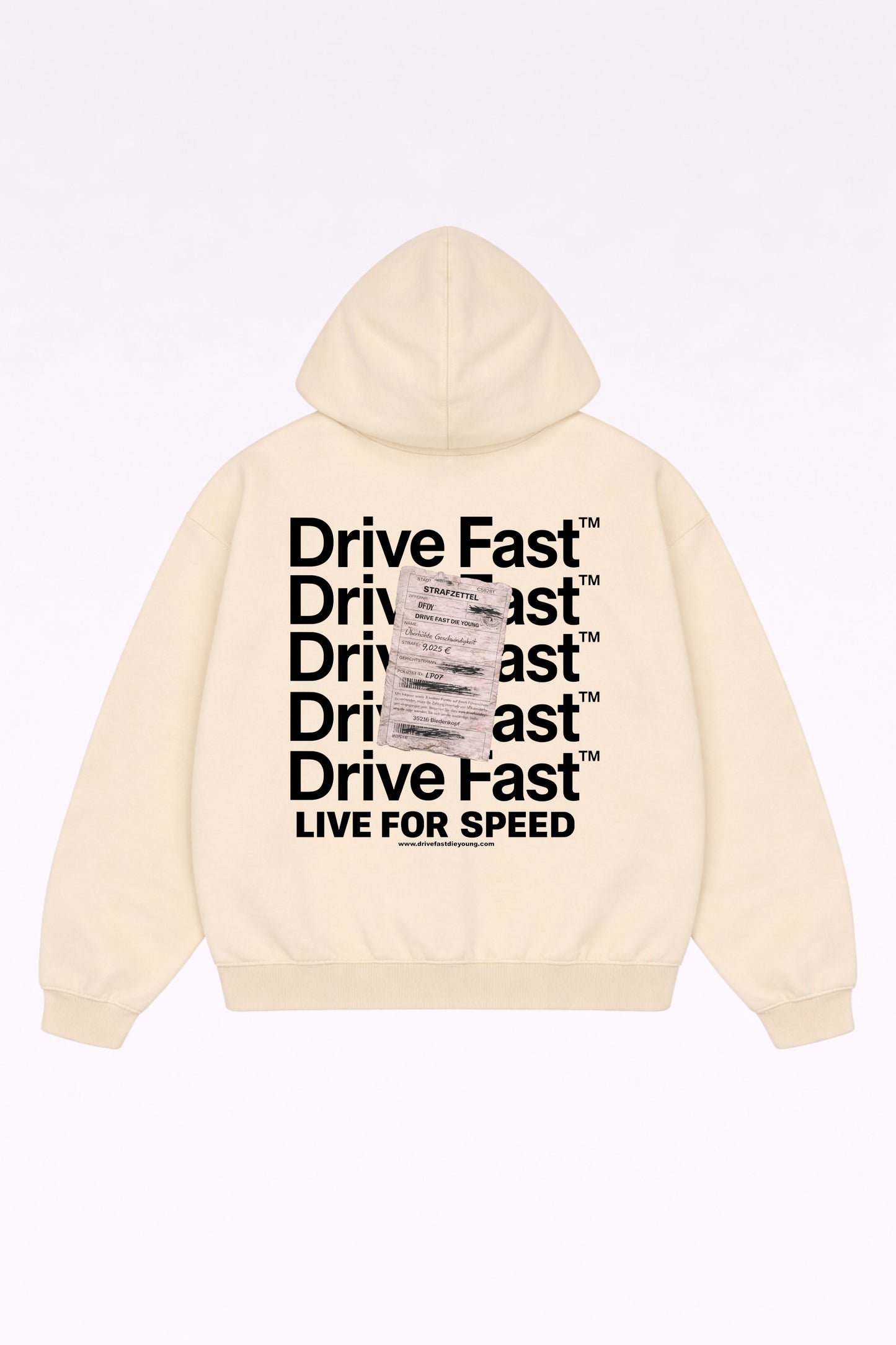 Drive Fast Strafzettel Hoodie Creme