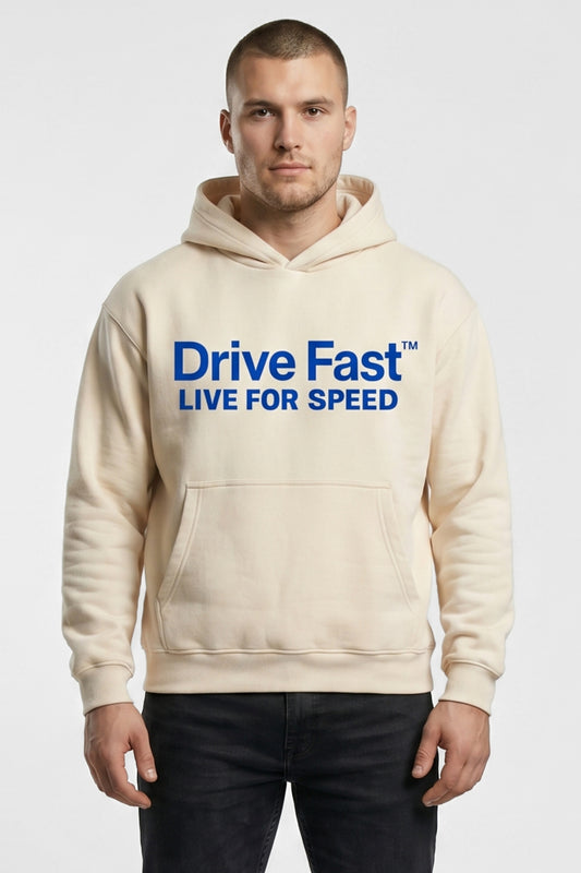 Drive Fast Logo Hoodie Creme