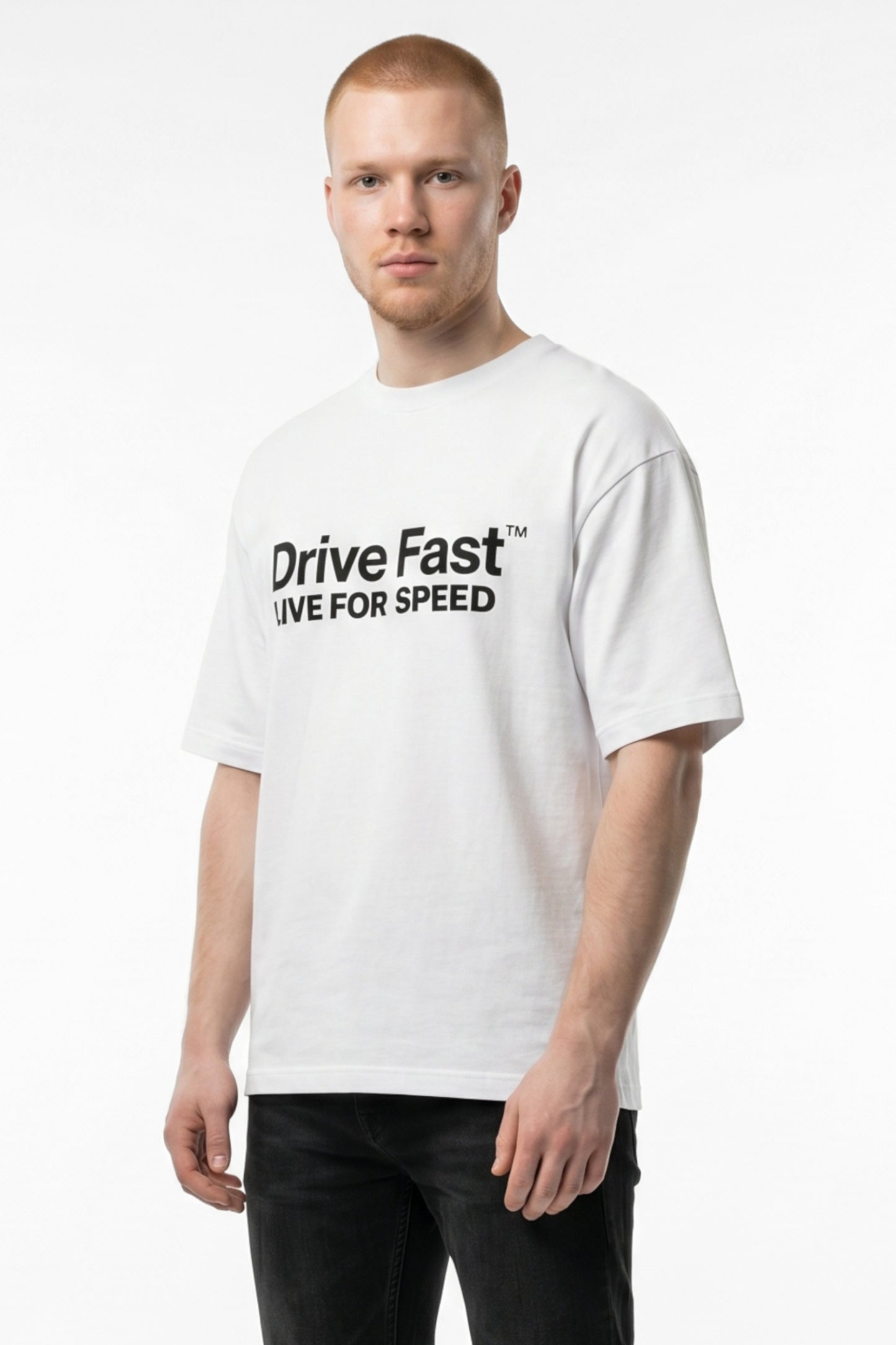 Drive Fast Logo Tee White