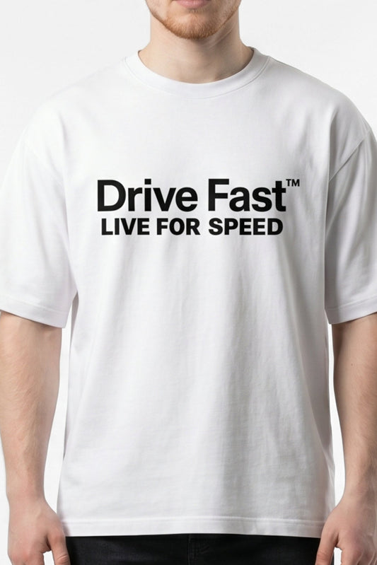 Drive Fast Logo Tee White