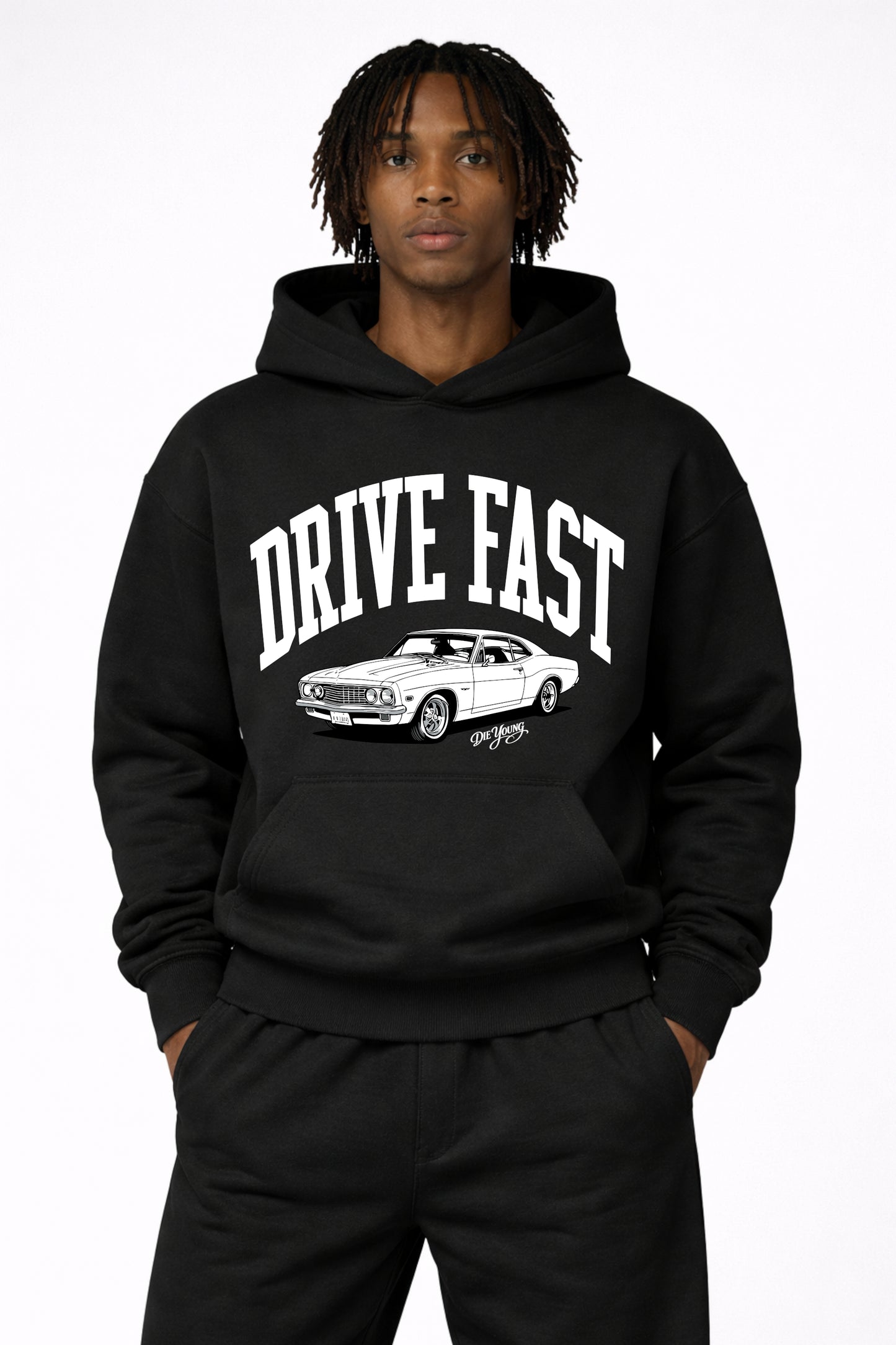 Drive Fast Car Hoodie Black
