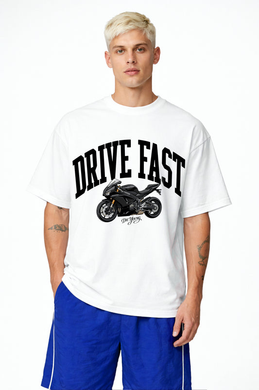 Drive Fast Moto Tee White