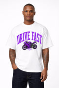 Drive Fast Moto Tee White Lila