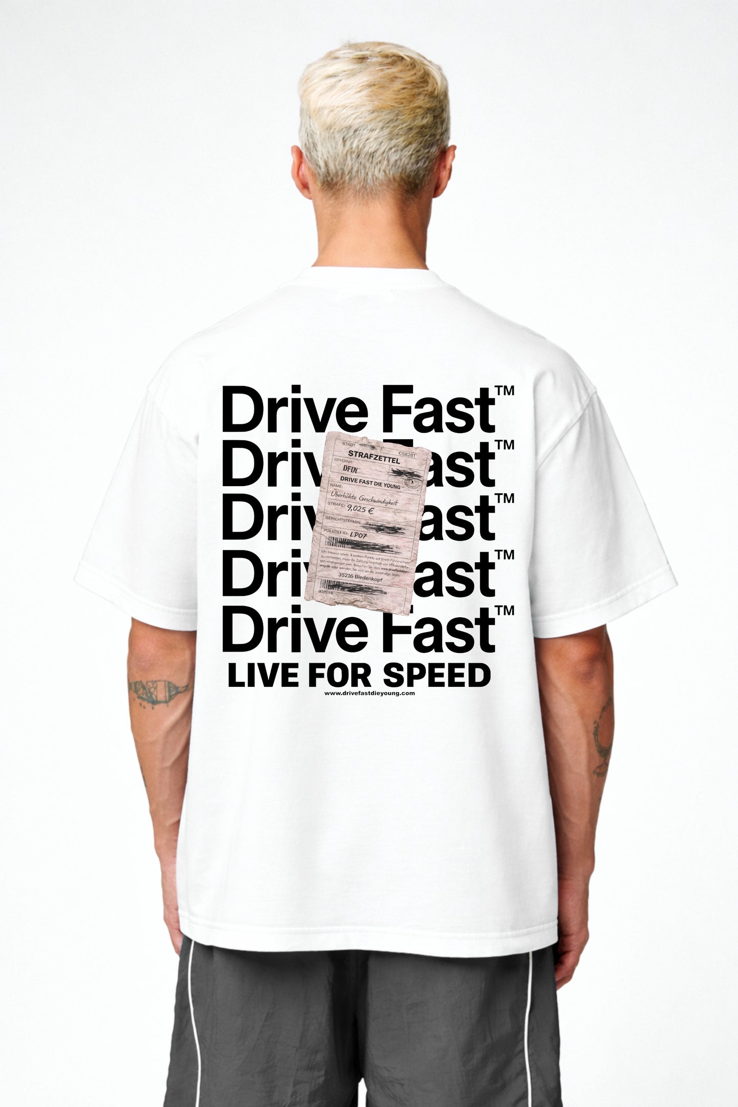Drive Fast Strafzettel Tee White