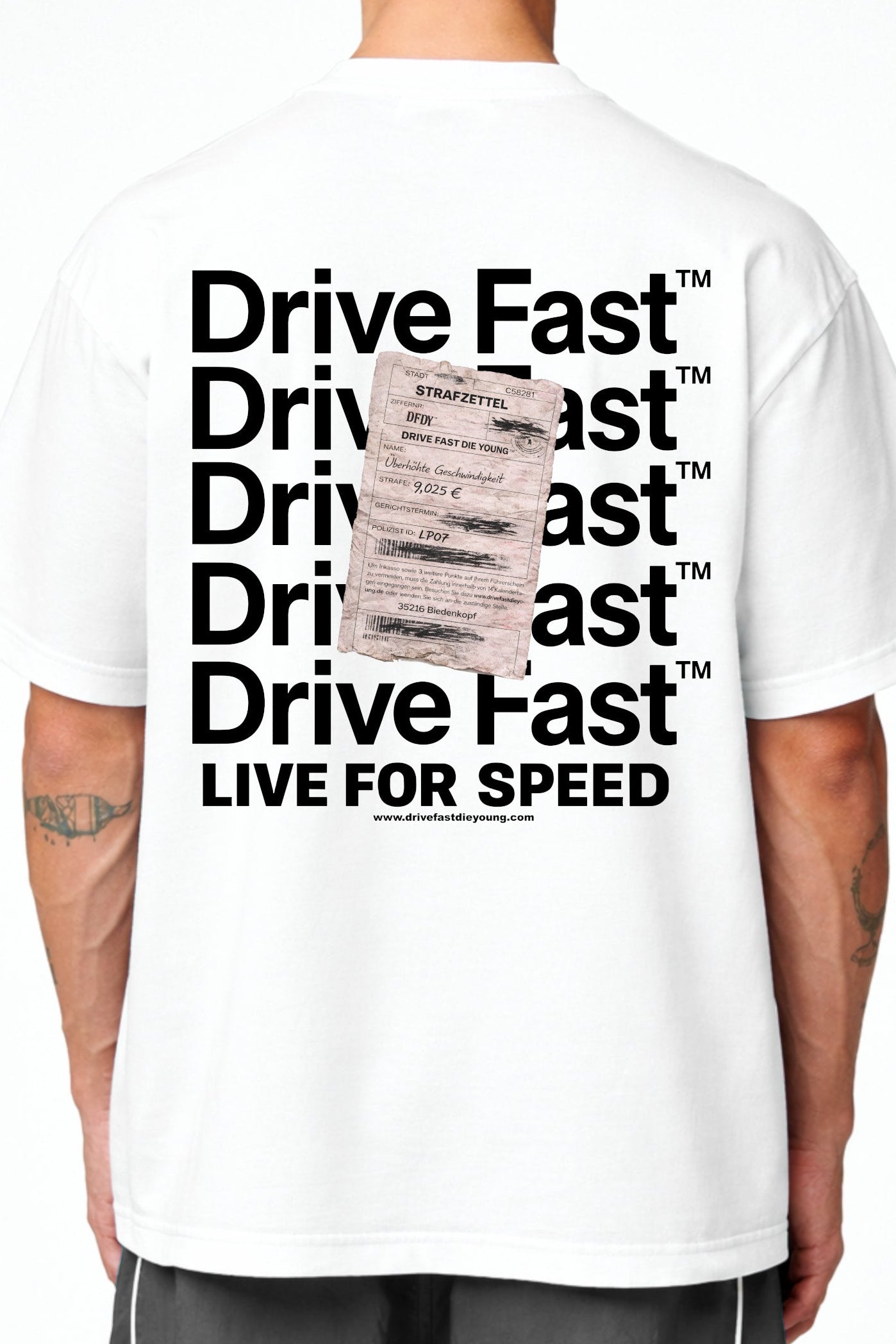 Drive Fast Strafzettel Tee White