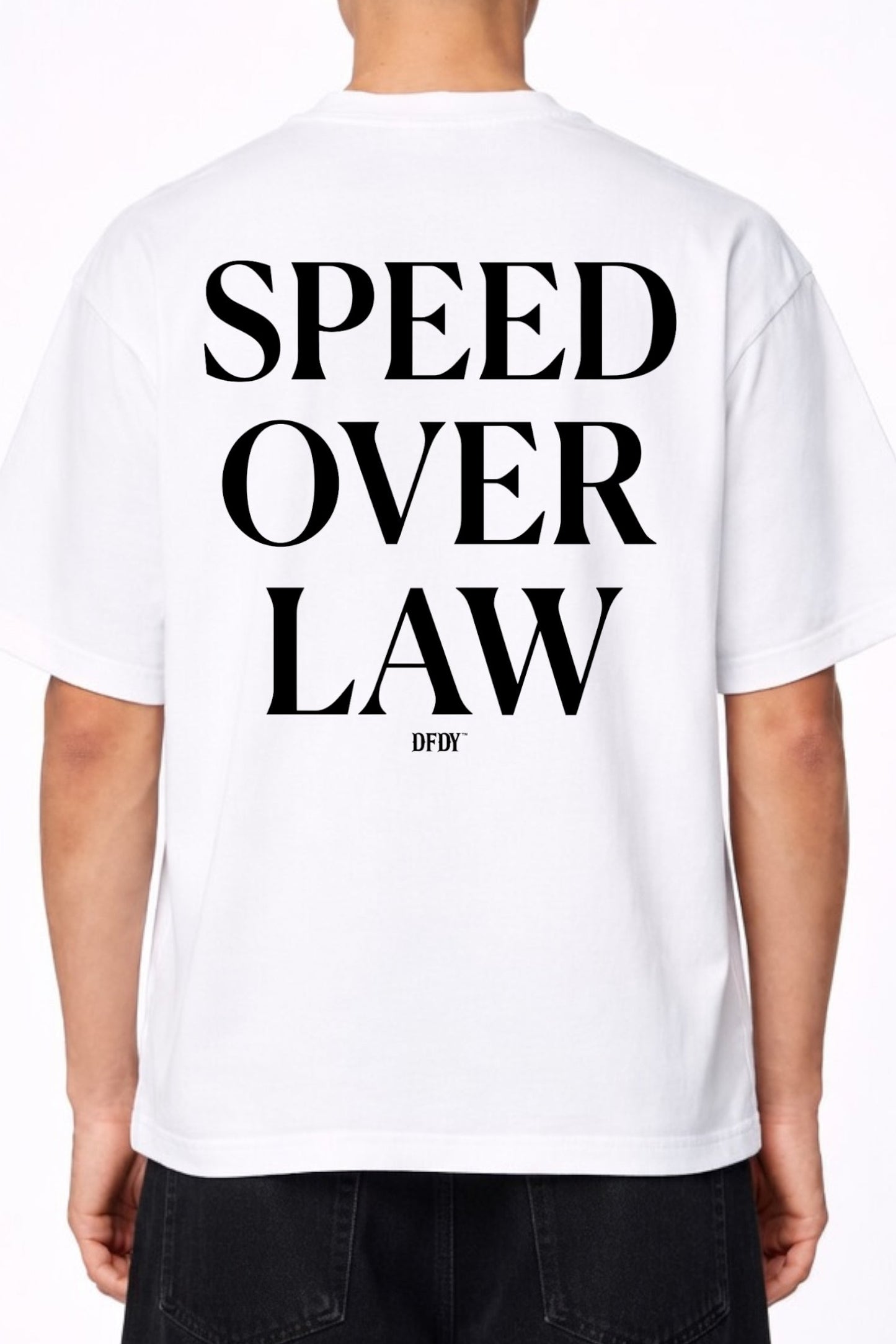 Drive Fast Speed Over Law Tee White