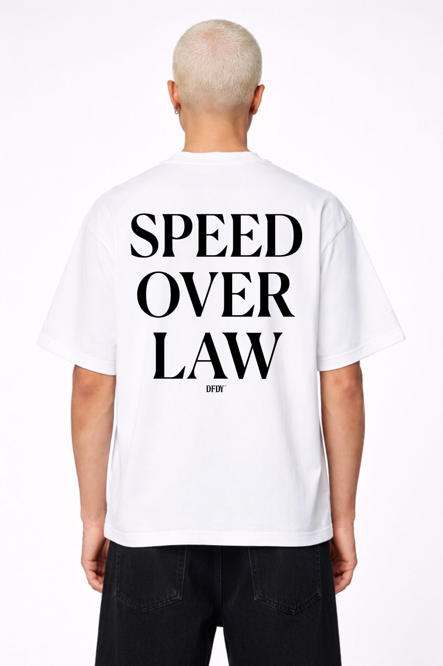 Drive Fast Speed Over Law Tee White