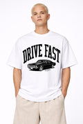 Drive Fast Car Tee White