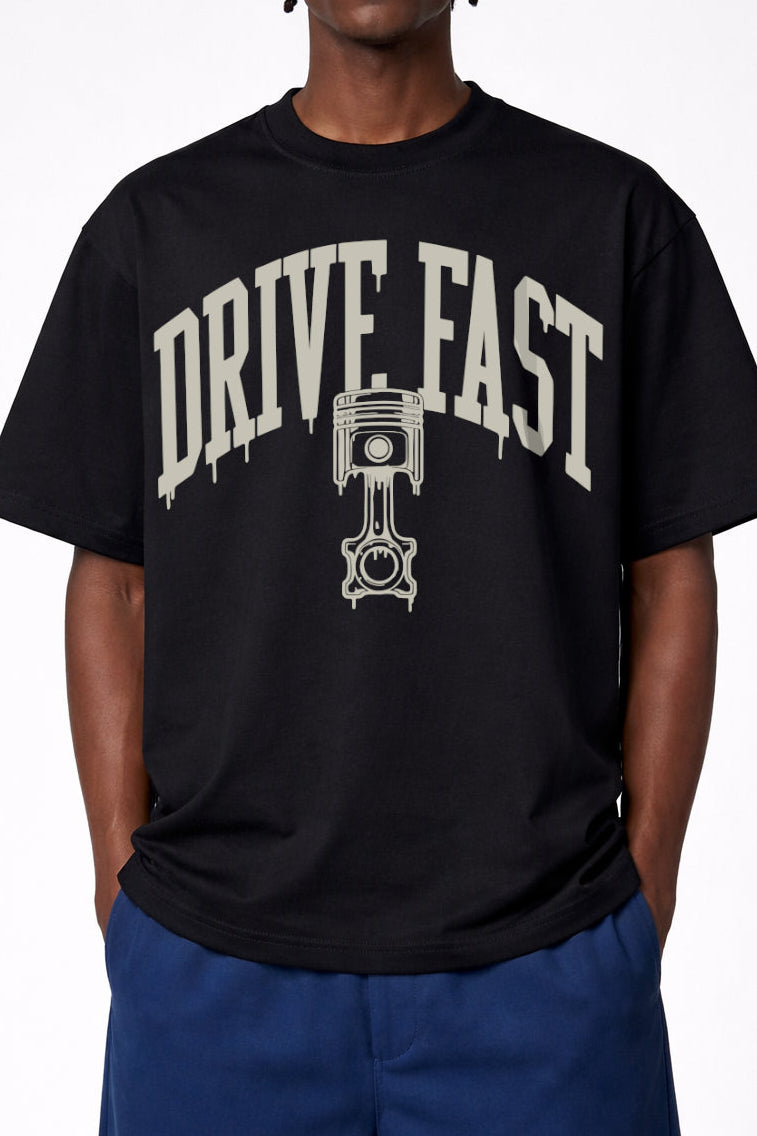 Drive Fast Piston Tee Black