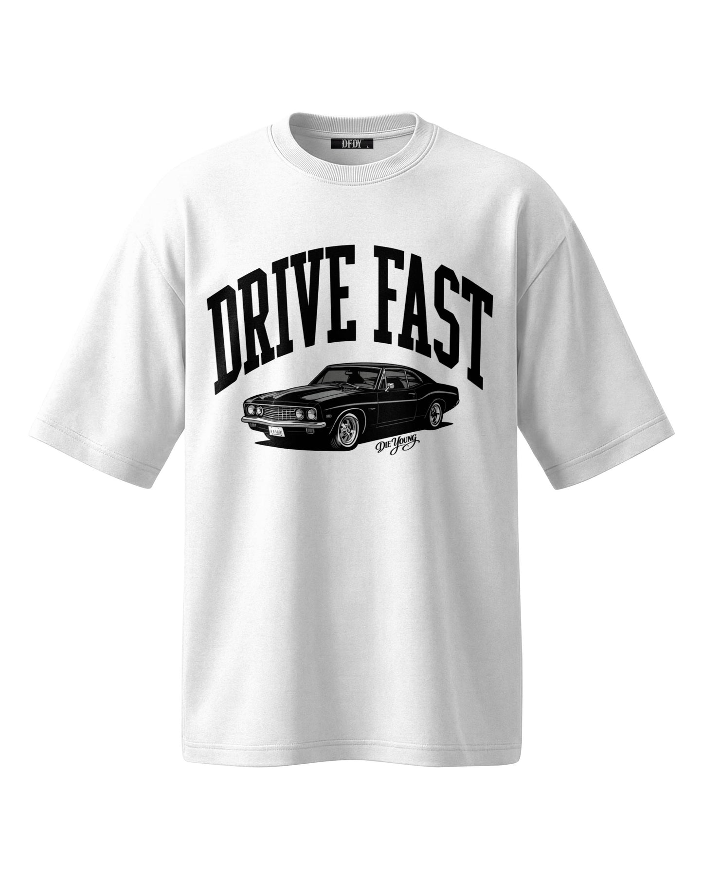Drive Fast Car Tee White