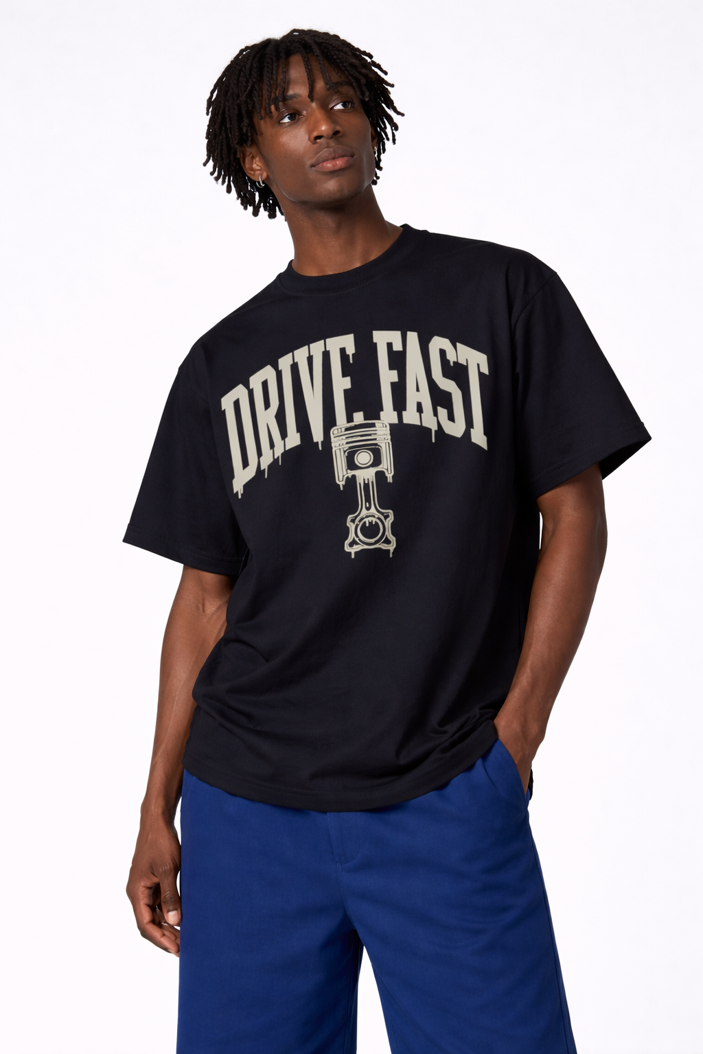 Drive Fast Piston Tee Black