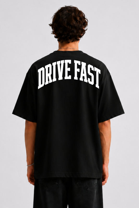 Drive Fast Back Tee Black
