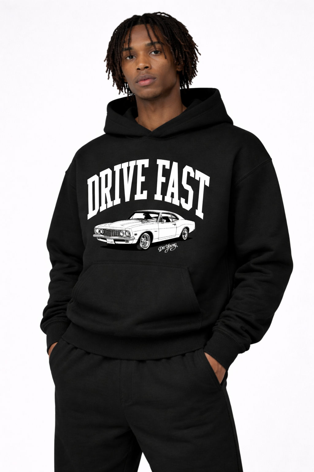Drive Fast Car Hoodie Black