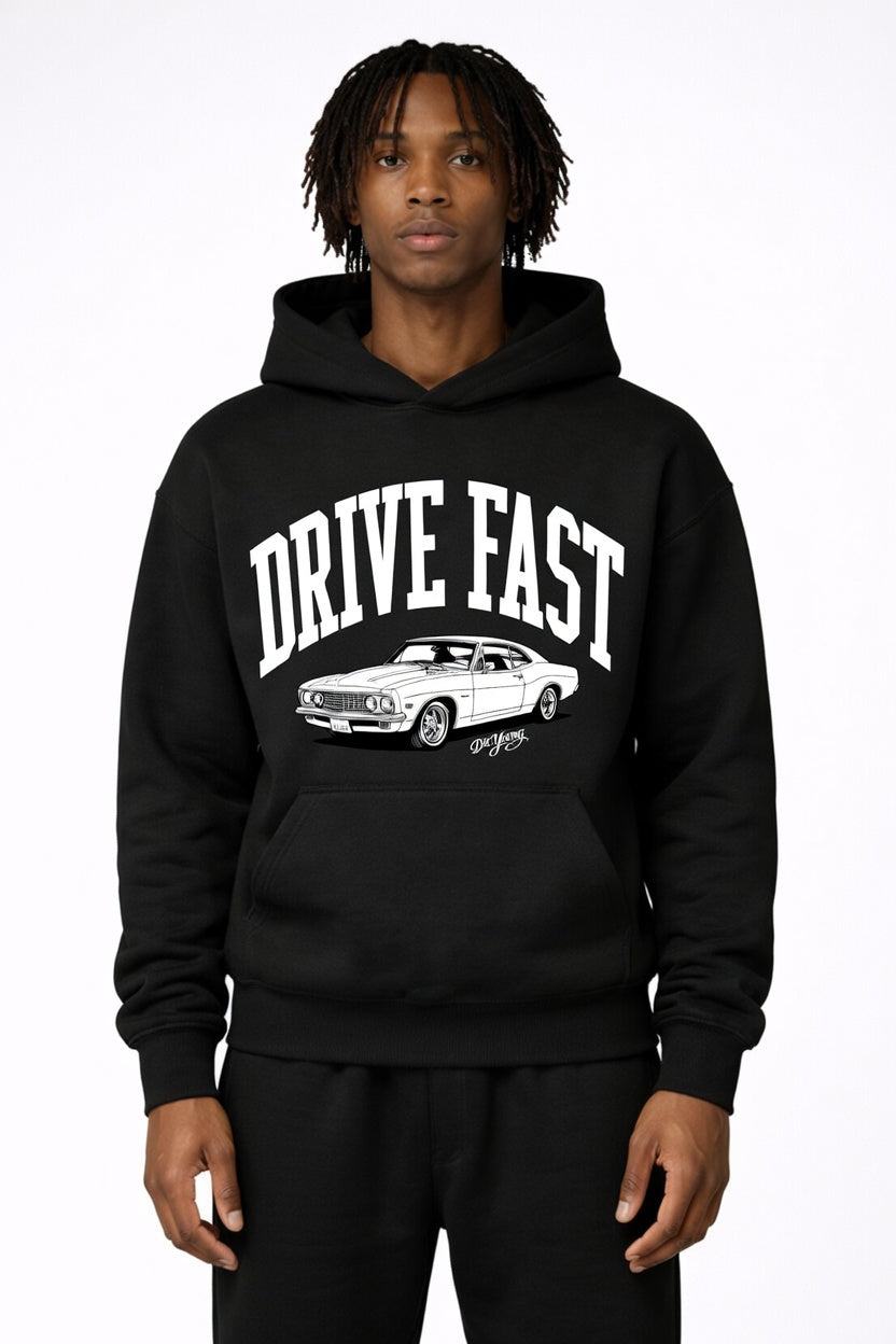 Drive Fast Car Hoodie Black