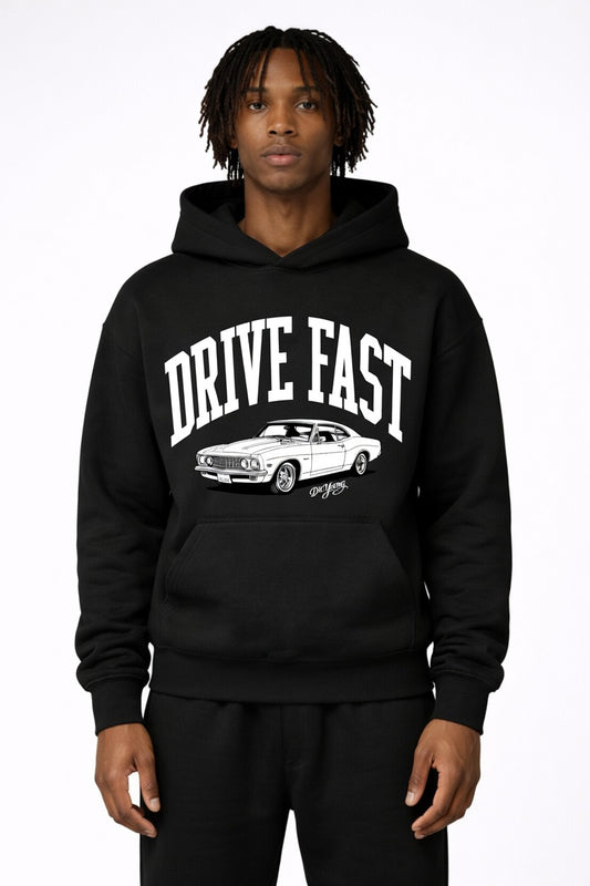 Drive Fast Car Hoodie Black
