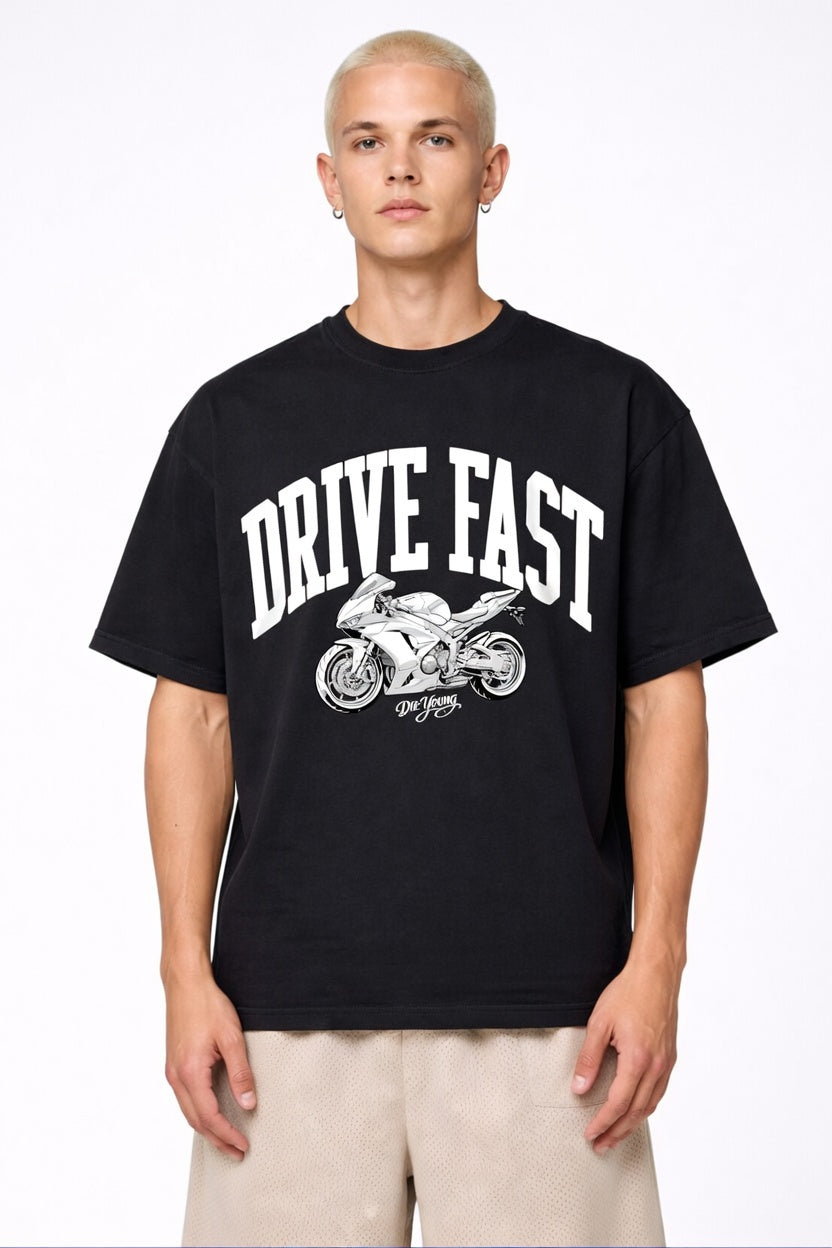 Drive Fast Moto Tee Black