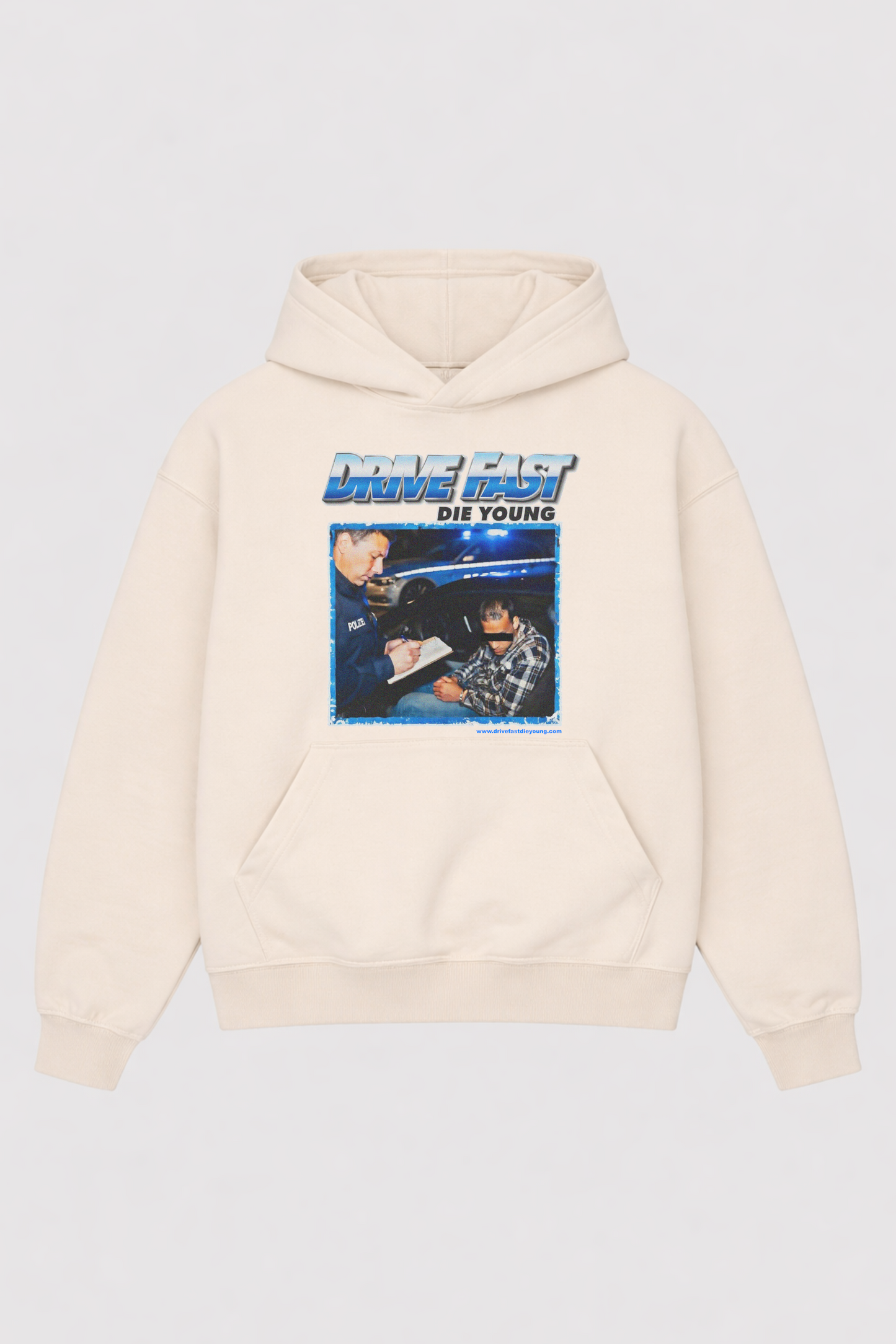 Drive Fast Polizei Hoodie Creme