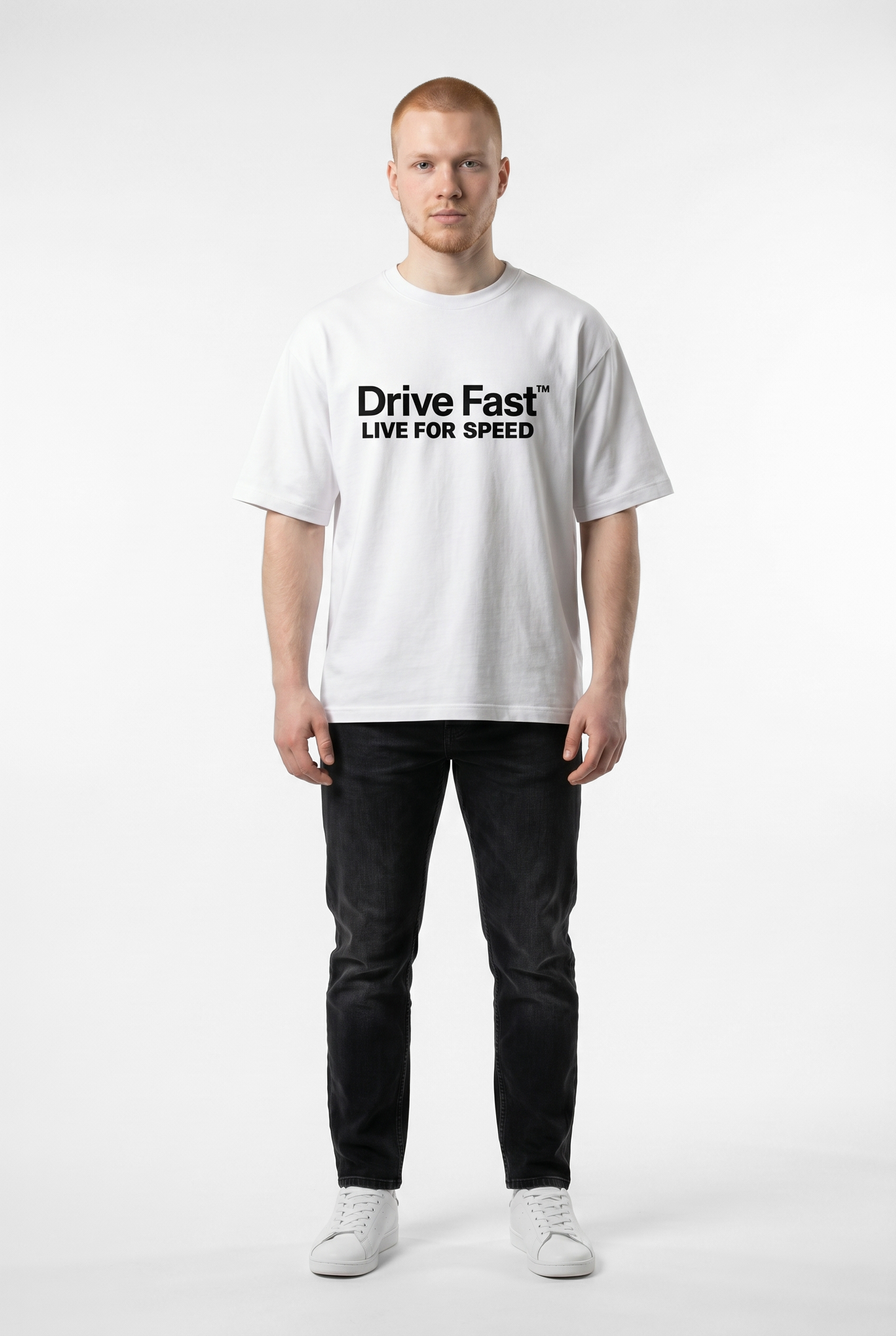 Drive Fast Logo Tee White