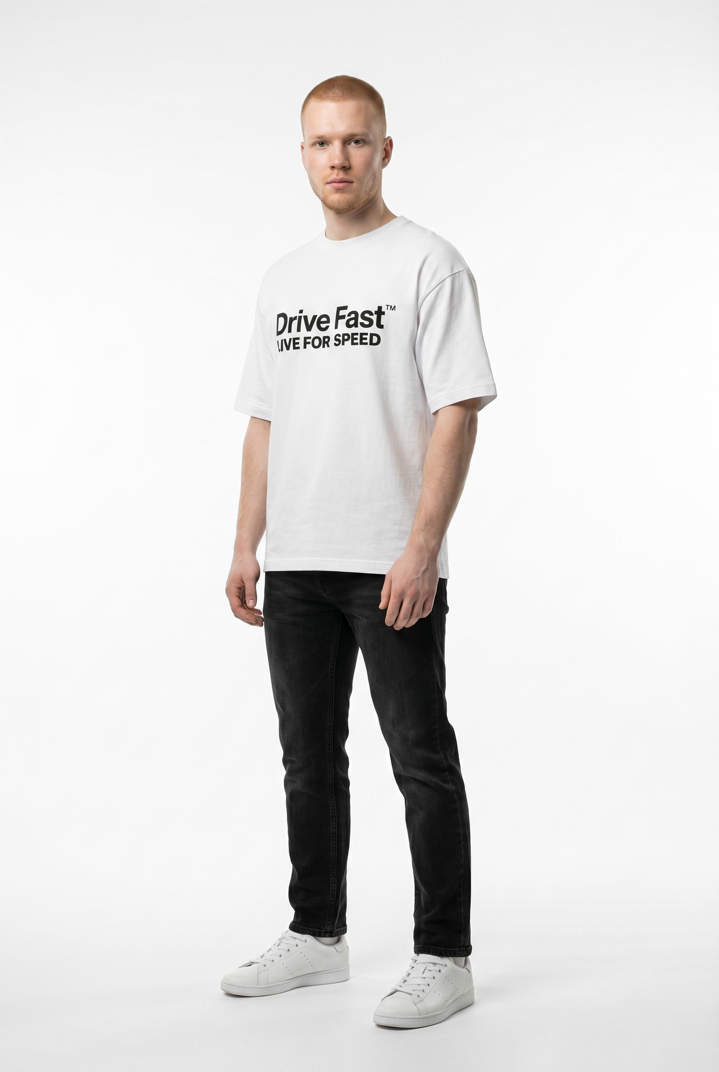 Drive Fast Logo Tee White