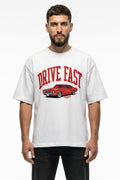 Drive Fast Car Tee White Red
