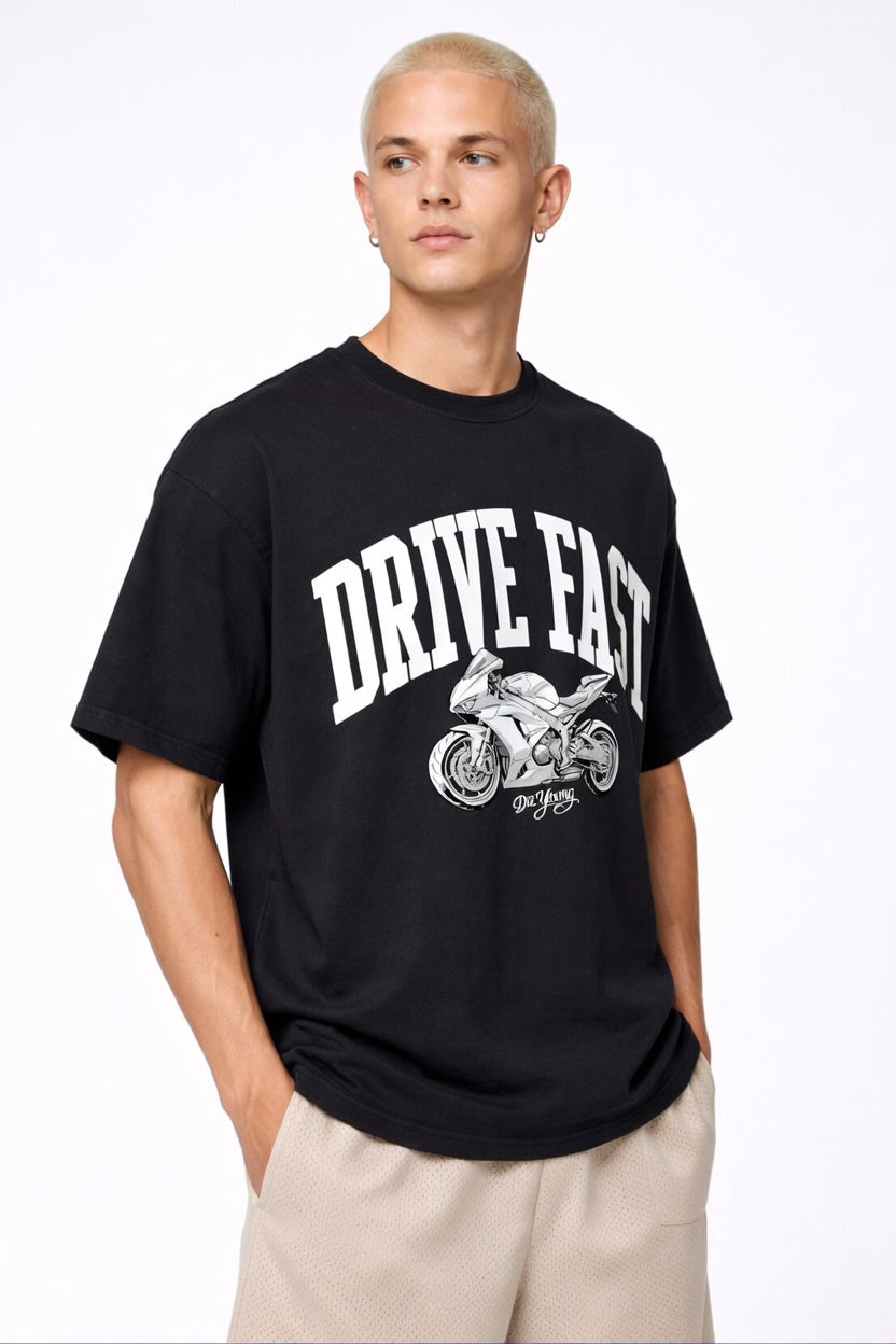 Drive Fast Moto Tee Black